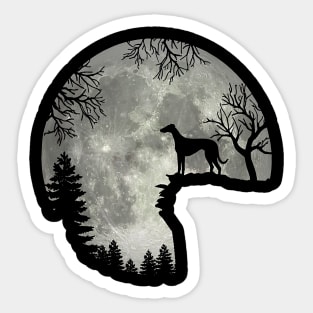 Grey Hound Dog And Moon Scary Halloween Sticker